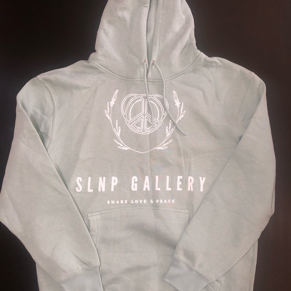 Luxury SLNP Gallery Share Love & Peace Premium Sage Hoodie - Picture 3 of 4